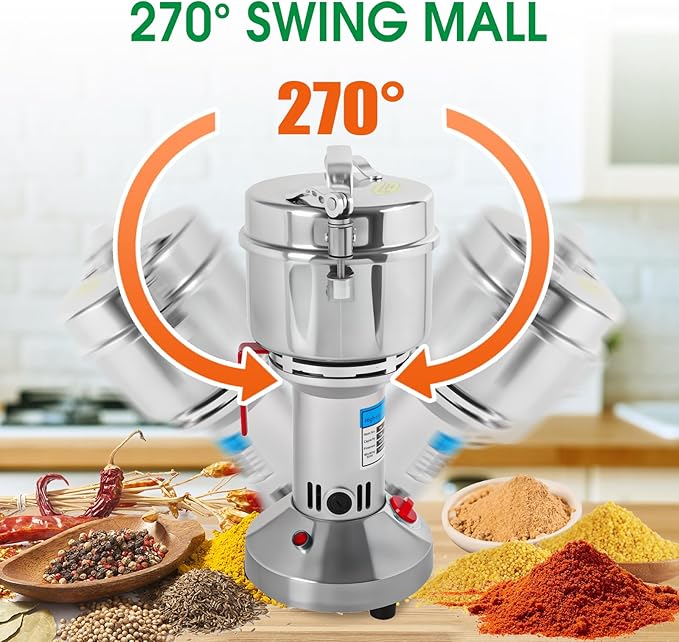 150g Electric Grain Mill Grinder - 850W High-Speed Stainless Steel Dry Food Grinder for Coffee, Spices, Nuts & Herbs | 28000 RPM | 3 Blades | Commercial & Home Kitchen Use