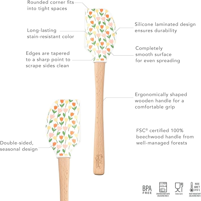 Tovolo Tulip Spatulart Spatula, Kitchen Utensil for Food and Meal Prep, Baking, Mixing, Turning, and More