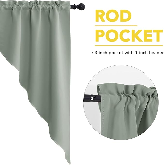 NICETOWN Kitchen Curtains - Room Darkening Thermal Insulated Thick Soft Swag Curtains, 2 Panels, 36" x 63", Greyish Green