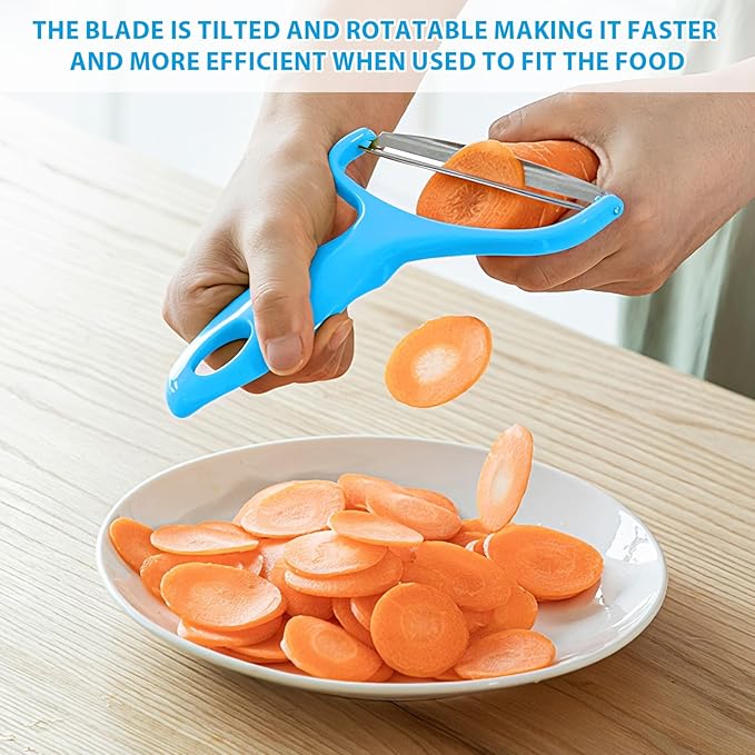Upgrade 2 pack Veggie cabbage shredder for coleslaw stainless steel cucumber carrot Potato peeler grater slicer,Kitchen gadgets (blue)