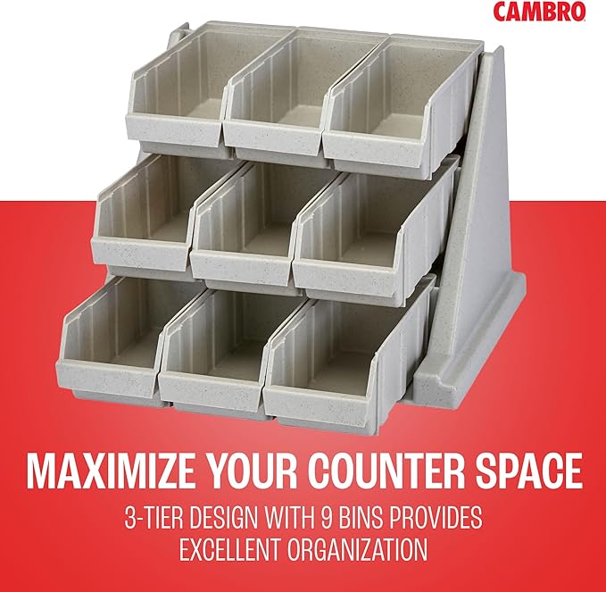Cambro Versa - Self Serve Condiment and Utensil Bin - 9 Storage Bins - Ideal for Food and Coffee Condiments (Gray)