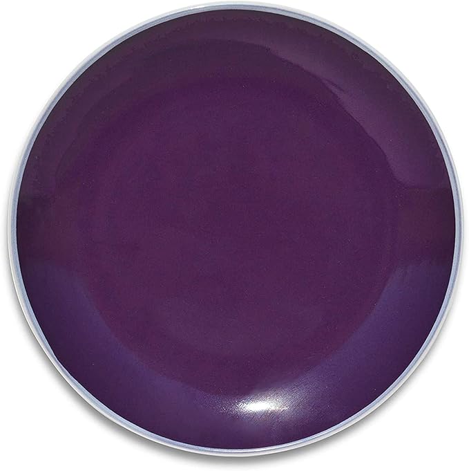 Stoneware Coupe Shape 12pc Dinnerware Set, Outside White + Inside Purple