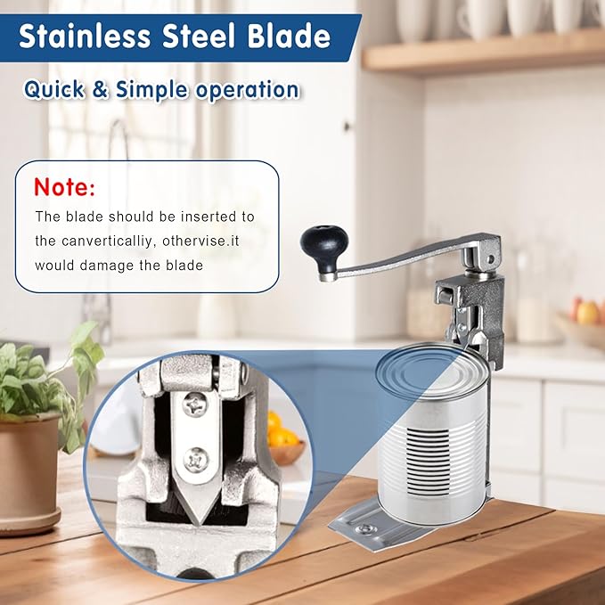 Commercial Can Opener Heavy Duty for 11100, 19”/48cm Heavy Duty Table Mount Manual Can Opener for Cans Up to 13” Tall, Plated Steel Base Stainless Steel Blade Can Opener