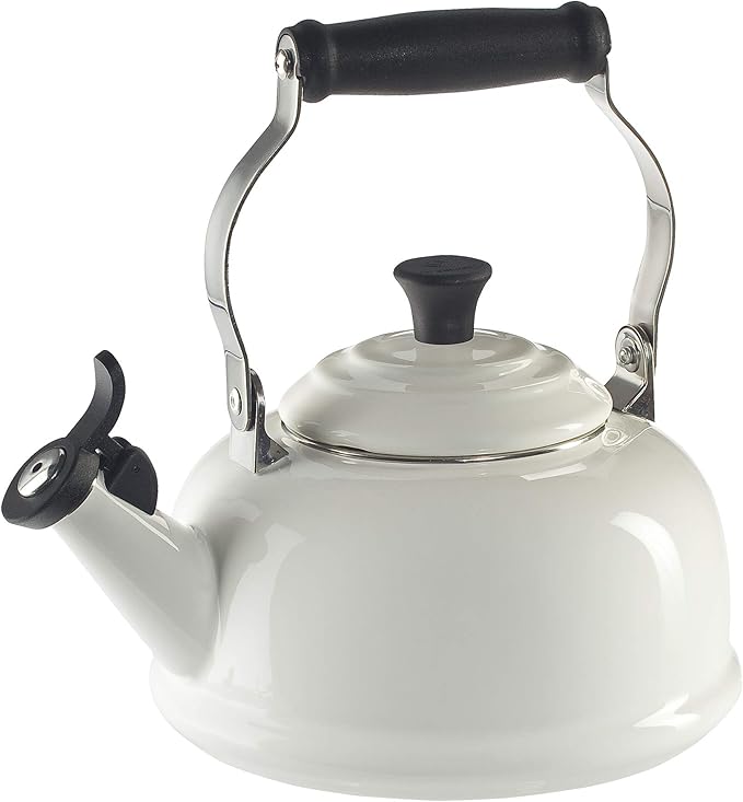 Le Creuset Enamel On Steel Whistling Tea Kettle, 1.7 qt., White