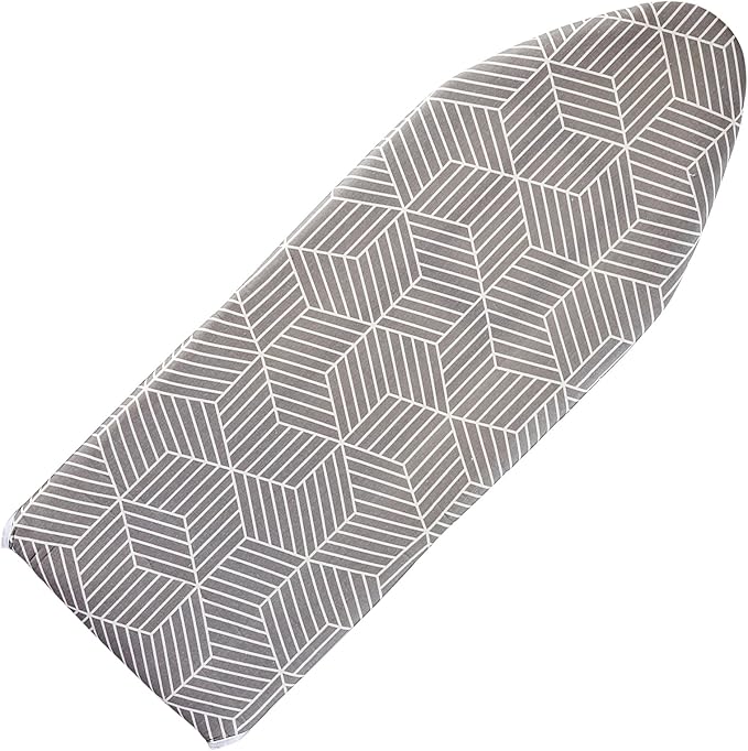Seiritex Over The Door Ironing Board Cover 13 x 37 inch, Small Iron Board Cover w Heat Reflective 3 Layers Thick Padding with Hook and Loop Fasteners (Gray Cube)
