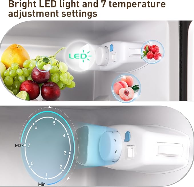 Mini Fridge with Freezer, 3.2 Cu. Ft. Apartment Size Refrigerator with Freezer, Dorm Fridges with Freezer Adjustable Thermostat, Small Refrigerator for Apartment, Office, Kitchen, Dorm, Silver