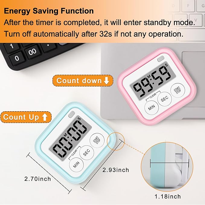 Timer, Kitchen Timers for Cooking Classroom Timer for Kids Teachers Magnetic Digital Timers 4 Pack, Pink