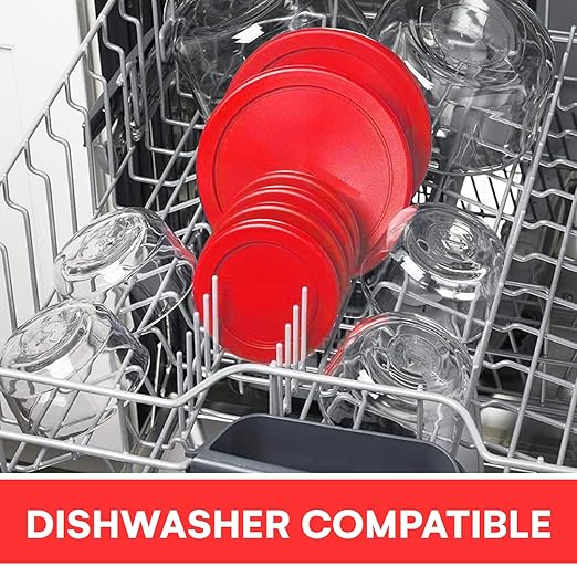 Wood Grip - Lids for Pyrex and Anchor Round Glass Containers - Lids for Pyrex Glass Containers - Replacement Lids (Red, 4 Cups, 6 Pack)