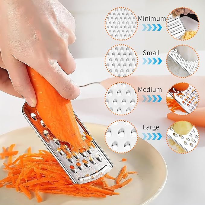 4 PCS Cheese Grater,Stainless Steel Cheese Shredder,Lemon Vegetable Slicer Food Shredde for Kitchen Gadgets(4-sided)