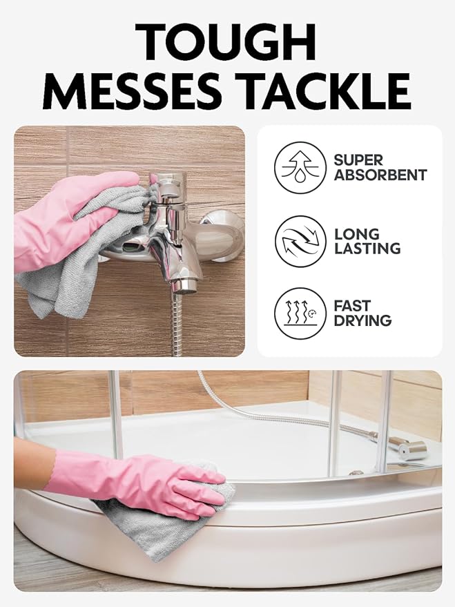 Fantasticlean Microfiber Cleaning Cloth Roll -675 Pack, Tear Away Microfiber Towels, 12" x 12", Reusable, Washable, Ultra Absorbent Dishcloth for Home Supplies, Car, Shop (9 Rolls of Grey)