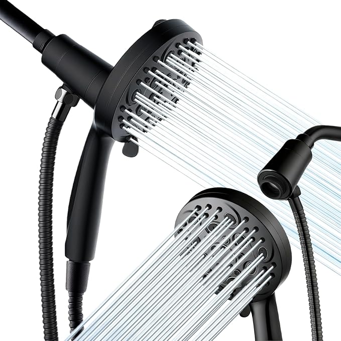 Filtered Handheld Shower Head with Chlorine Filter - 10 High Pressure Spray Modes, Magnetic Mount, 71-Inch Hose, Water Saving & Easy Install (Matte Black)