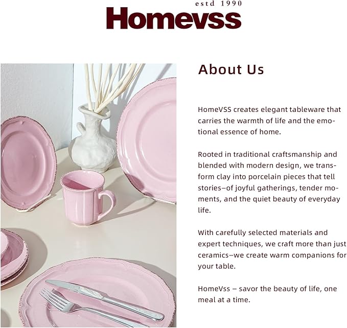 56pc Dinnerware Set, Plate and Bowl Set, Stoneware Dishes Set for 8, Microwave and Dishwahser Safe, Scratch Resistant, French Countryside Speckled Antique Pink