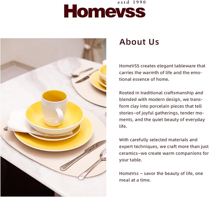 Stoneware Coupe Shape 12pc Dinnerware Set, Outside White + Inside Yellow