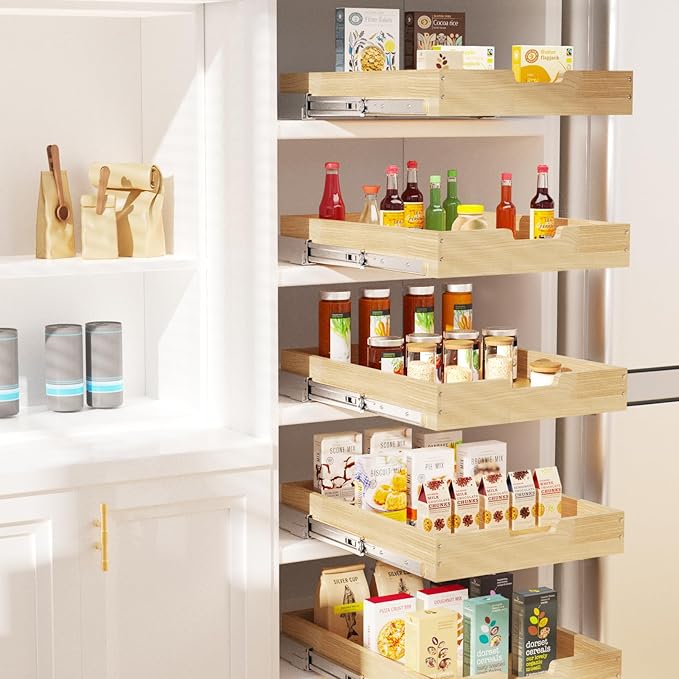 Wood Pull Out Cabinet Organizer 20" W x 21" D, Heavy-Duty Sliding Drawers for Inside Cabinets Storage and Organization for Kitchen, Pantry, Bathroom