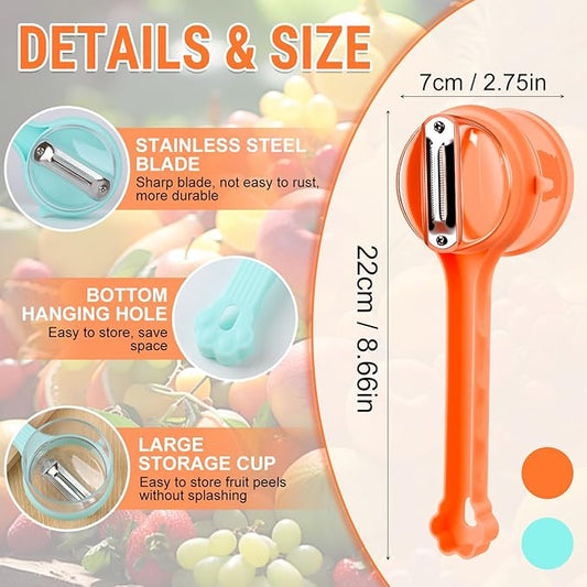 2026 New Kitchen Special Fruit Peeler With Box Storage, Upgrade Vegetable Peeler With Catcher Peeler, Peelers For Kitchen, Double-Sided Stainless Steel Multi-Function Peelers (Blue+Orange)