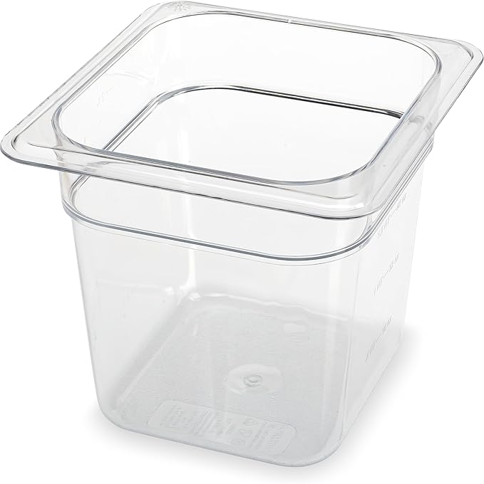 Carlisle FoodService Products Storplus Food Pan, Food Storage Container with Spoonable Corners for Catering, Buffets, Restaurants, Polycarbonate (Pc), 1/6 Size 6 Inches Deep, Clear