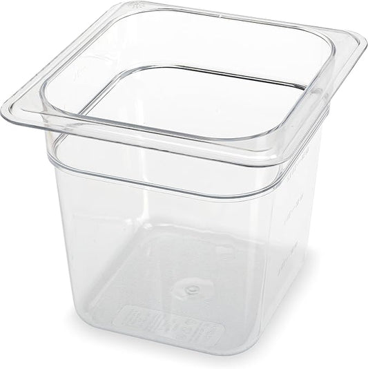Carlisle FoodService Products Storplus Food Pan, Food Storage Container with Spoonable Corners for Catering, Buffets, Restaurants, Polycarbonate (Pc), 1/6 Size 6 Inches Deep, Clear