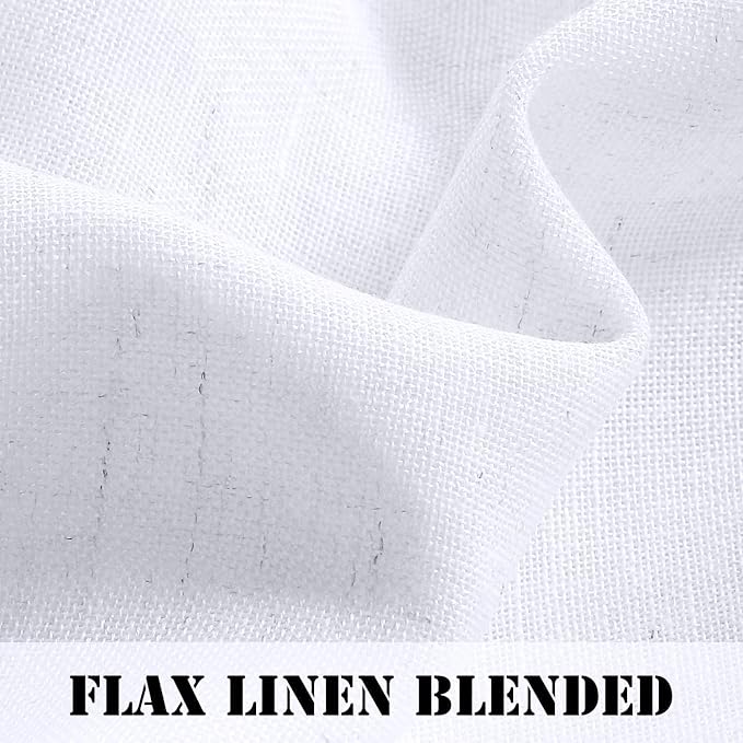 H.VERSAILTEX Light Filtering Linen Textured Curtains for Living Room Window Treatment Natural Durable Privacy Added Draperies/Drapes/Panels/Treatment, Rod Pocket (2 Pack, 52 by 54 Inch, Bright White)