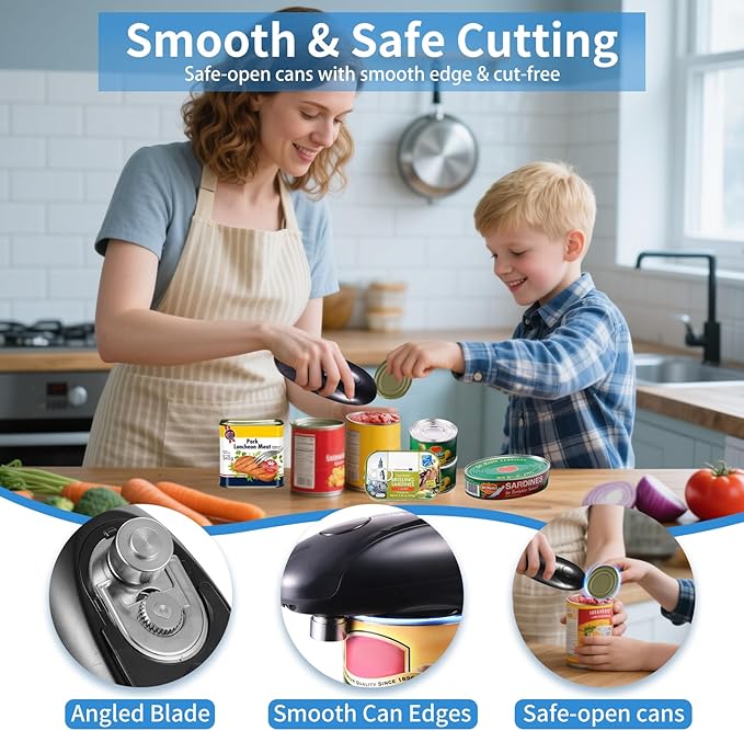 Auto Electric Can Opener for Seniors - Upgraded One Touch Automatic Rechargeable Electric Can Openers Smooth Edge Cutting,USB Type-C Charging,Built-in Lid Lifter,Automatic Can Opener