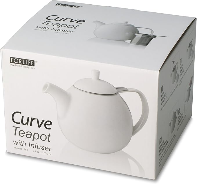 FORLIFE Curve Teapot with Infuser, 45-Ounce, Red