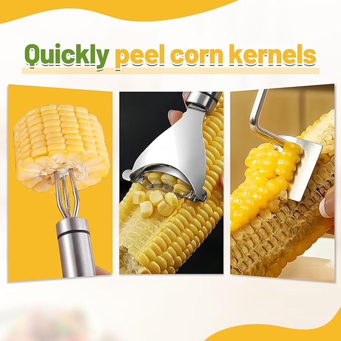 3PCS Corn Peeler, Stainless Steel Multifunctional Kitchen Grip Corn Planer- Easy to Use Durable Efficient Dishwasher Safe Gadgets for Kitchen and Outdoor Dining (3PCS)