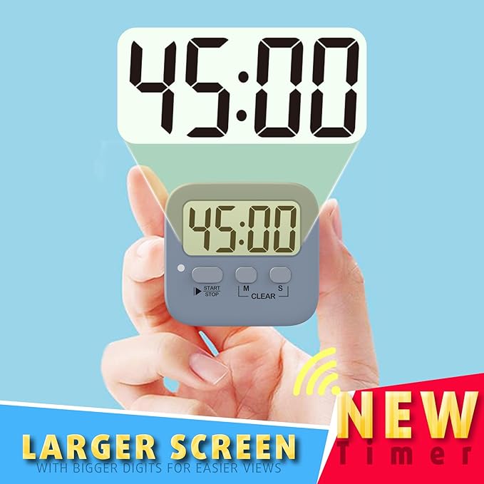 Antonki 2 Pack Digital Timer for Kids, Magnetic Countdown Kitchen Timers for Cooking, Egg, Classroom, Teacher, Exercise, Study, Oven - Battery Included