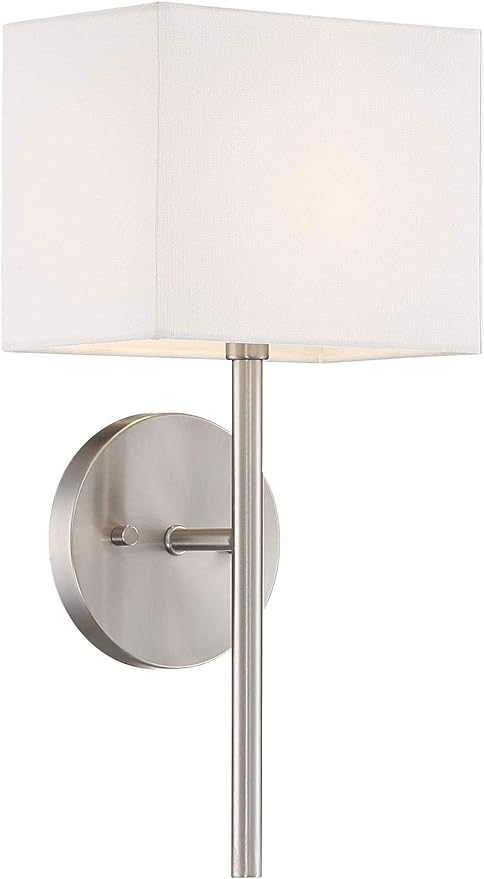 Possini Euro Design Favreau Modern Wall Sconce Lighting Brushed Nickel Silver Hardwired 16 1/4" High Fixture Rectangular Linen Shade Bedroom Bedside Living Room Home Hallway Dining Kitchen