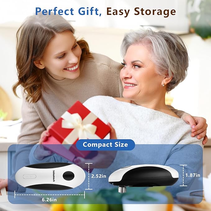 Rechargeable Electric Can Opener for Seniors, Hands Free Safety Automatic Can Opener with Smooth Edge for Left Handed and Arthritic Users, Fits Most Kitchen Cans and the Ideal Gift
