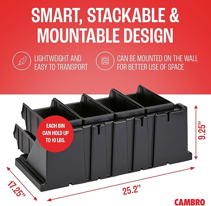 Cambro Versa Self Serve Condiment Bin - 8 Storage Bins - Ideal for Food and Coffee Condiments (Black)