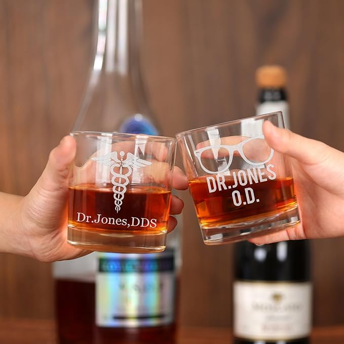 Custom Engraved Whiskey Glass - Personalized Gifts for Eye Doctors, Graduation Gift for Dental Student, Birthday Appreciation Gift for Best Ophthalmologist (Whiskey, Eye Doctor)