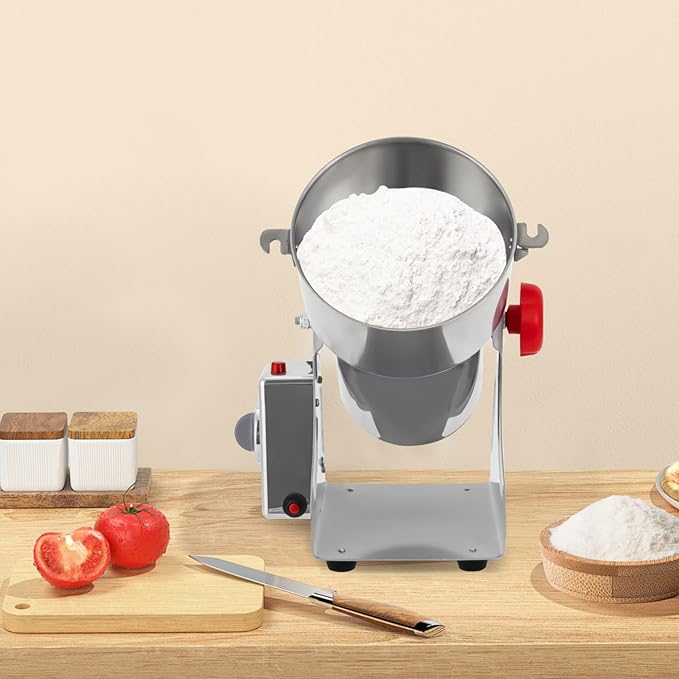 1000g Electric Grain Grinder Mill, 3600W Dry Cereals Pulverizer Commercial Superfine Grinding Machine 50-300 Mesh for Spices, Coffee Beans, Seasonings Timing 1-5 Minutes (1000g/3600W)