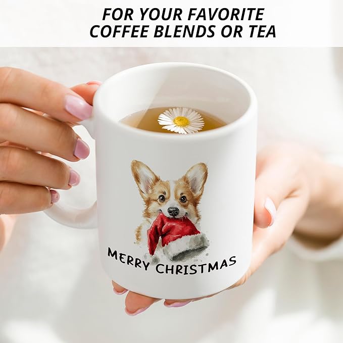 Christmas Corgi Mug, Corgi Lovers Gifts for Women Men Coffee Cups Ceramic, Dog Lovers Mom Dad Owner Gifts, Merry Christmas Dog Coffee Mug Cup for Women Men