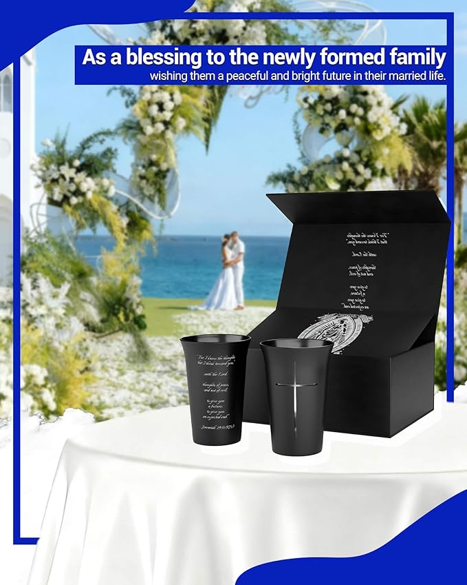 2PCS Black Frosted Drinking Glass Cups with Cross & Bible Verse, Inspirational Religious Gifts for Christians, Catholic Women & Men, Pastor Appreciation, Baptism & Confirmation Gifts for Boys & Girls
