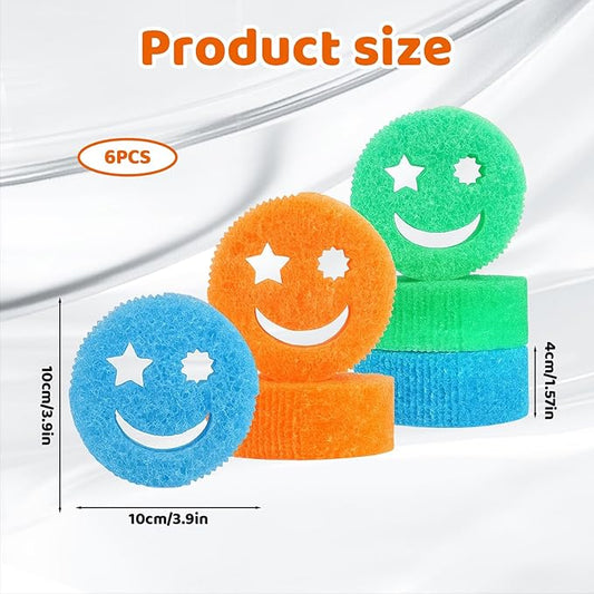 Kitchen Sponges, Sponges for Cleaning, 6 PCS Multifunctional Scratch-Free Dish Scrubbers Orange*2 + Blue*2 + Ggreen*2, Cleaning Sponges for Kitchen, Bathroom