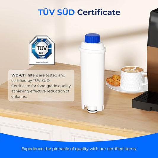 Waterdrop Coffee Water Filter, Replacement for De'Longhi® Filter, DLS C002 De'Longhi® Water Filter, ECAM/ETAM/EPAM Series, EC680/5, TÜV SÜD Certified (6 Packs）