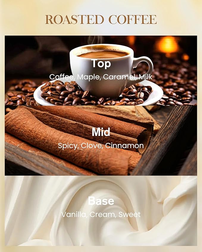 M&SENSE Roasted Coffee Scented Candle, 3 Wick Soy Natural Wax Fall Winter Candles, 35oz 150H Long Lasting, Stress Relief Festival Thanksgiving Christmas Home Fragrance Housewarming Gifts
