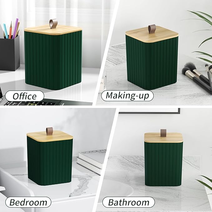 Bathroom Accessory Set - Dark Green Bathroom Set, 12PC Bathroom Accessories Set, Dark Green Bathroom Accessories Set, Mini Trash Can, Toilet Brush, Trash Can & Soap Dispenser