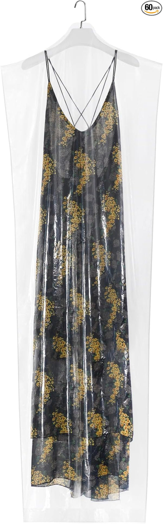 60-Pack Extra Long Dry Cleaning Bags for Clothes 72-Inch Long - Clear Plastic Garment Bags for Hanging Clothes, Dry Cleaner Plastic Clothing Cover for Suits, Gowns, Coat, Dance Costumes & Long Dresses