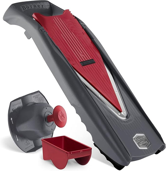 Börner by Reston Lloyd Mandoline Slicer Vital (Basic Set) • V-Slicer with 10 Cutting Styles & Safety Food Holder • Adjustable Kitchen Slicer & Dressing Function