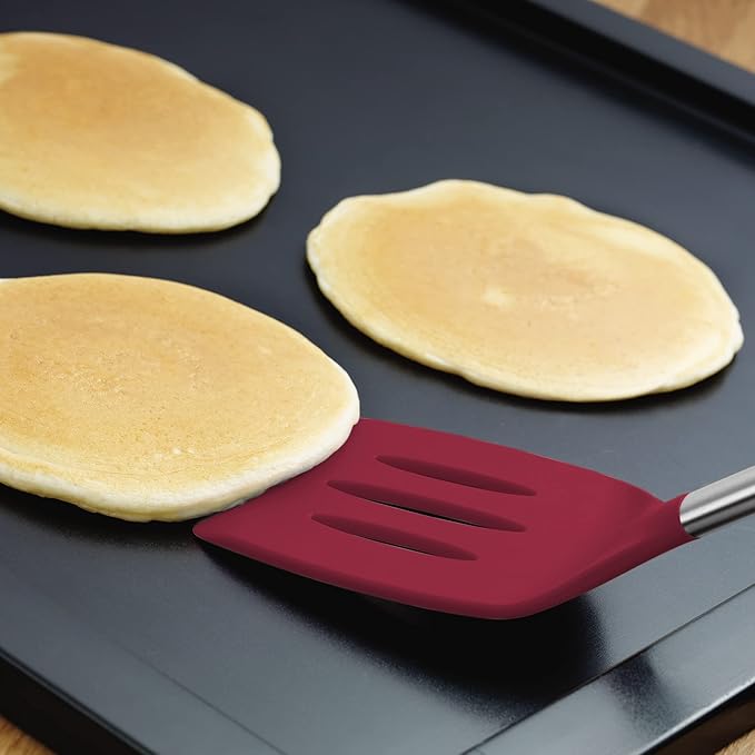 Tovolo Silicone Cooking Utensil Set of 6 Cayenne Red Ladle Slotted Turner Tongs Flex Core Spatula Scraper Mixing Spoon and Potato Masher, Dishwasher Safe Non Toxic BPA Free Silicone Kitchen Utensils