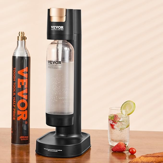 VEVOR Sparkling Water Maker, Soda Maker Machine for Home, Soda Maker with BPA-free 1L PET Bottle, CO2 Cylinder(Not Contain CO2 GAS), Compatible with Mainstream Screw-in 60L CO2 Cylinder