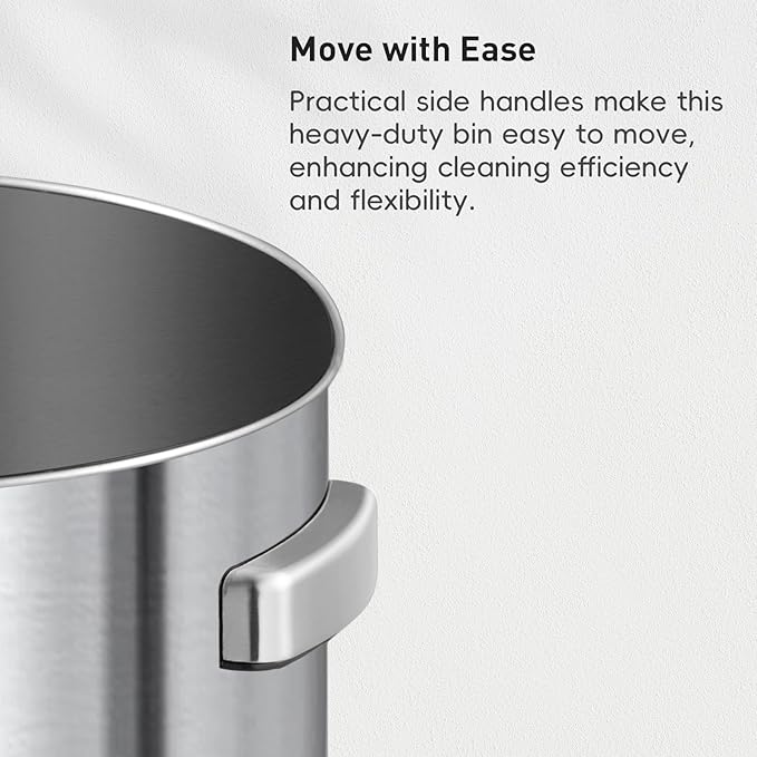 EKO Urban 24 Gallon Round Stainless Steel Open Top Waste Bin, Tall Commercial Trash Can for Indoor/Outdoor, Extra Large Metal Garbage Bin for Office, Restaurant, Restroom, 90L