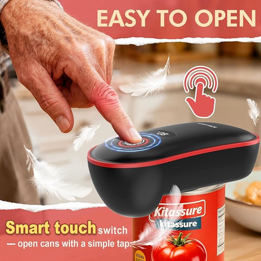 Handsfree Smart Touch Rechargeable Electric Can Opener Easy Flex Side Cut All Can Sizes with LED Display and Smooth Edge Safety for Arthritis & Seniors, Automatic Kitchen Christmas Gifts
