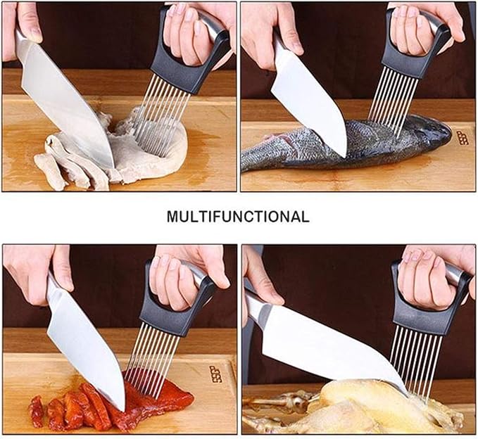 2Pack Onion Slicer, Food Slice Assistant Onion Holder Slicer, Kitchen Gadgets - Stainless Steel Vegetable Holder Cutting Kitchen Gadget Tomato Peeler