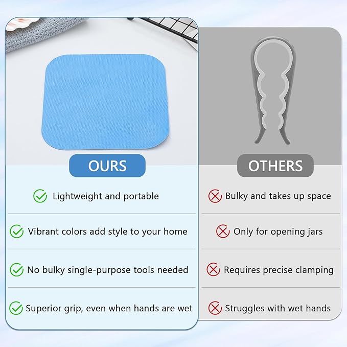 Non-Slip Rubber Jar Opener Pad 8pcs - Easy Grip Kitchen Tool for Opening Lids, Cans & Bottles - Ideal for Arthritis & Weak Hands