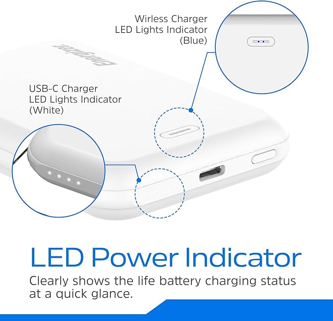 Energizer Magnetic Power Bank 5000mAh Wireless Portable Charger 15W USB C in and Out Fast Charging for Magsafe Battery Pack for iPhone 16/15/14/13/12 Pro/Pro Max Series_QM5000