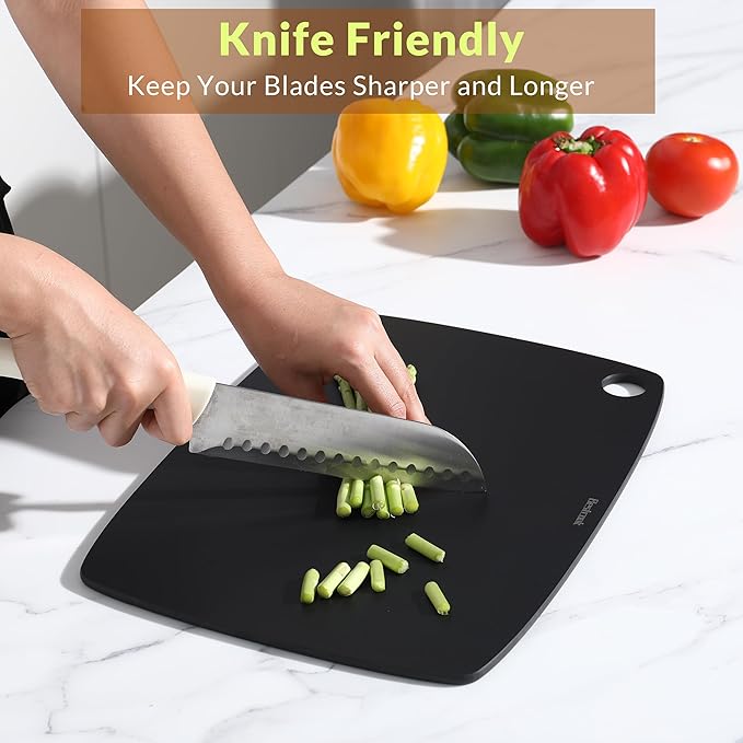 Wood Fiber Cutting Board for Kitchen - High Density, Non-Porous, BPA-Free, Reversible Chopping Board, Dishwasher Safe, Knife-Friendly Cutting Board for Meat, Bread, Fruit, 14.6" x 10.8", Black