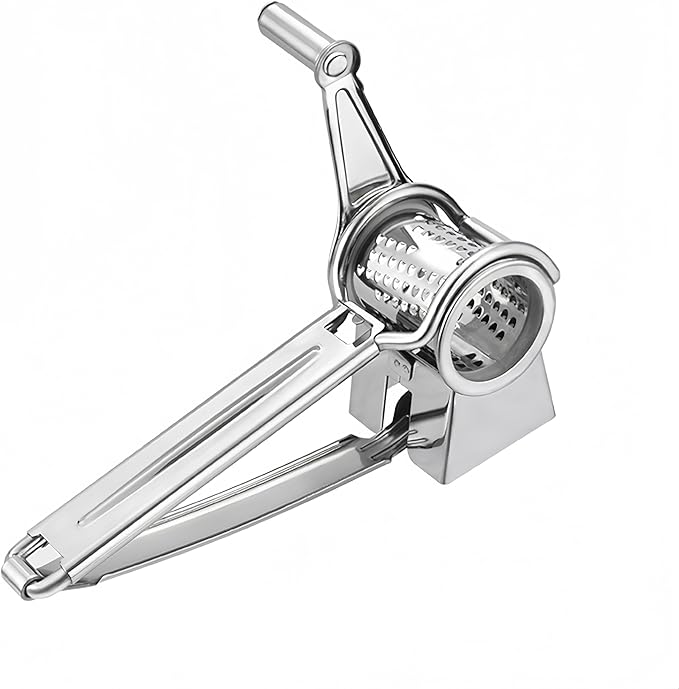 Manual Rotary Cheese Grater, 304 Stainless Steel Rotary Cheese Grater, Hand-Crank Cheese Shredder for Parmesan, Cheddar, Chocolate, Nuts & Vegetables, Manual Cheese Grinder