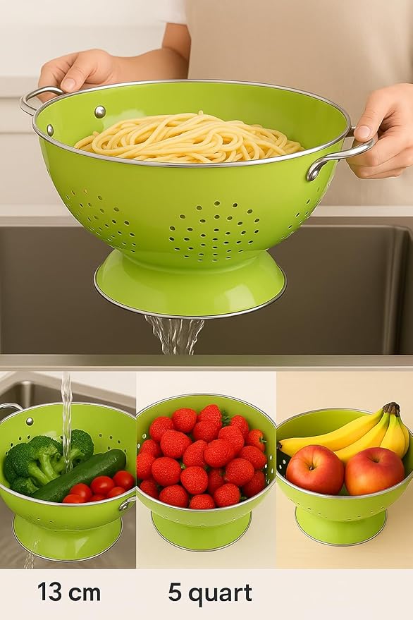 Calypso Basics by Reston Lloyd Enameled Colander & Vegetable Strainer, 5 Quart, Pink