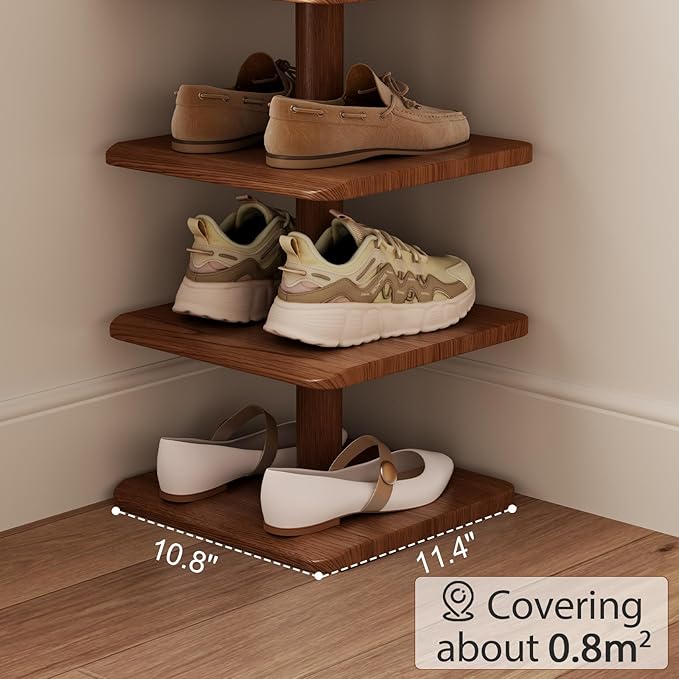 Vertical Shoe Rack for Entryway, Wood Narrow Shoe Rack with Compact Design for Small Space, 6-Tier Shoe Organizer for Entryway Hallway Bedroom Closet